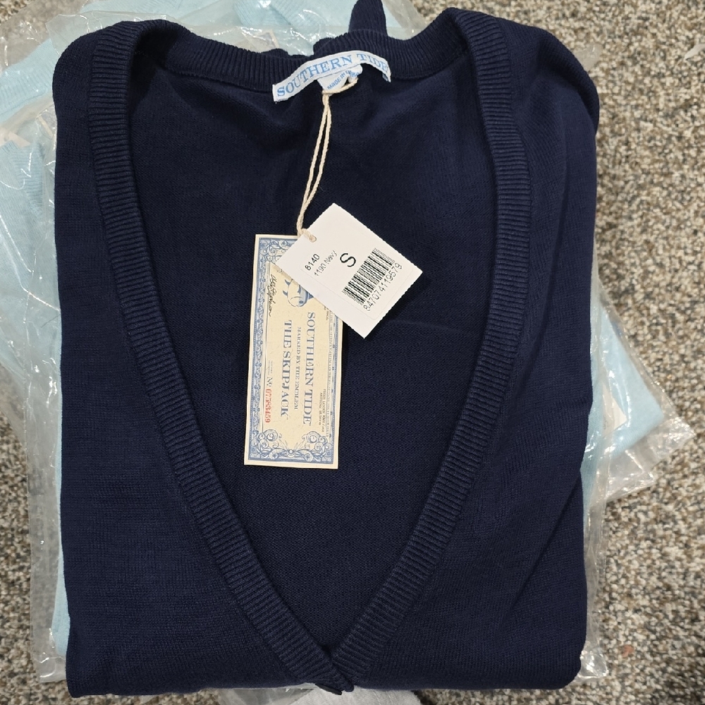 Southern Tide Deep Blue V-Neck Sweater